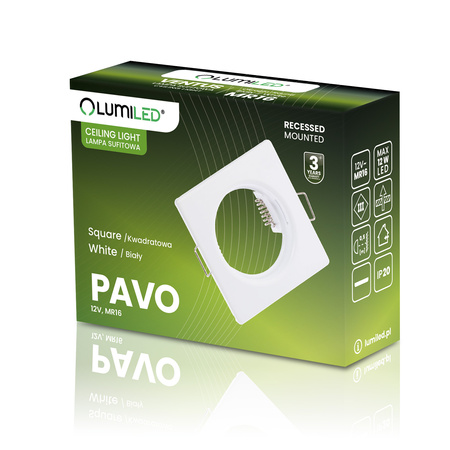 Einbaustrahler GU10, MR16 Einbauspot HALOGEN Quadrat Fest Weiß Blech PAVO LUMILED