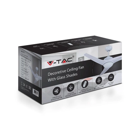 35-W-Deckenventilator mit integrierter CCT-LED-Lichtquelle und RF-Fernbedienung 3 Arme Weiß 130 cm VT-6055-3 V-TAC