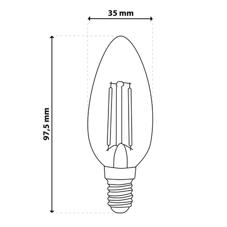 10x LED-Lampe E14 Kerze B35 2W = 25W 249lm 4000K Neutral 360° FILAMENT LUMILED