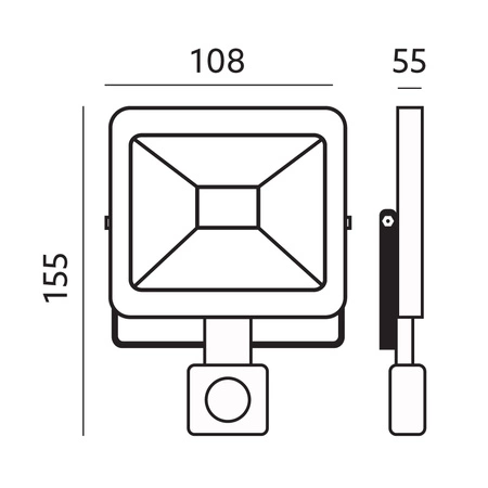 LED-Flutlicht 10W 800lm 3000K IP44 Weiß mit Bewegungssensor LED2B KOBI MHC