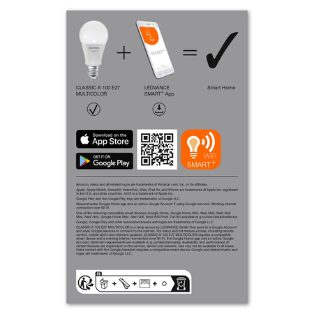 E27 A100 LED Lampen 14W 1521lm RGBW SMART+ WiFi Dimmbar Classic LEDVANCE