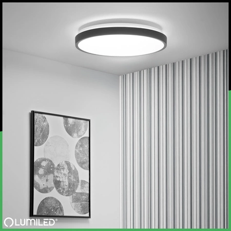 LED Decke Plafond Aufputz 24W 4000K CELIS Rund IP44 Schwarz Ring ALS LUMILED
