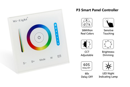 RGB+CCT LED Touch Controller 12V / 24V 10A Mi-Light WANDMONTAGE - P3