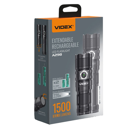 LED wiederaufladbare Hand-Taschenlampe 10W 1500lm 6 Modi USB-C Wasserdicht IP66 Videx