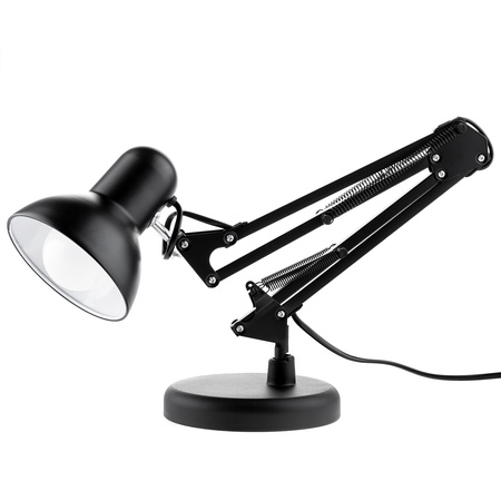 Schreibtischlampe E27, Zeichentisch-Schreibtischlampe mit Tischklemme Schwarz TOBI LUMILED