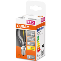 LED Leuchtmittel E14 P45 CL 1,5W = 15W 136lm 2700K Warm 300° OSRAM STAR Filament