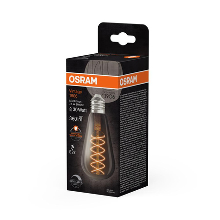 Dekorative LED-Glühbirne ST64 Edison E27 7.8W = 30W 360lm 1800K Warm 320° Smoke Filament Dimmbar Vintage 1906 Osram