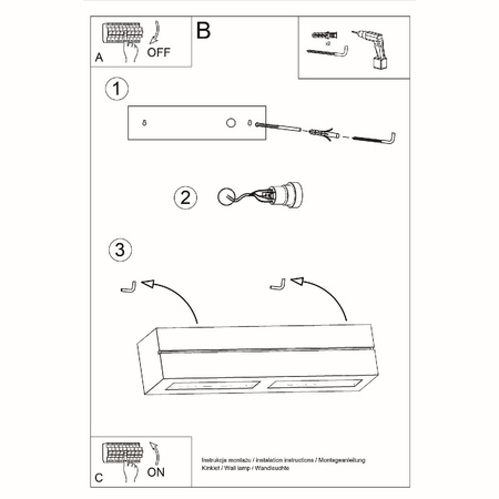 Wandleuchte VEGA LINE E27 up-down Rechteckig Keramik Modern Weiß SOLLUX