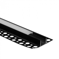 Aluminium LED-Profil für Gipskarton REGIPS Fliesenunterprofil Schwarz 1m mit mattierter Abdeckung für LED-Streifen + Endkappen GN Ecolight Serie