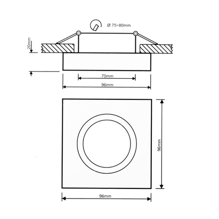 HALOGEN Einbaustrahler Tuba Spot, beweglich GU10 Quadrat Schwarz 20mm MIDI + LED GU10 6W 4000K LUMILED