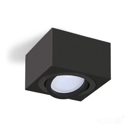 Aufbaumontierte HALOGEN SPOT 50 mm schwarze quadratische bewegliche Leuchte OH37S Kobi