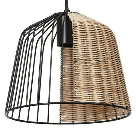 Dekorative Decke Pendelleuchte E27 Überhang Schwarz Braun Rattan Dekor Ledvance