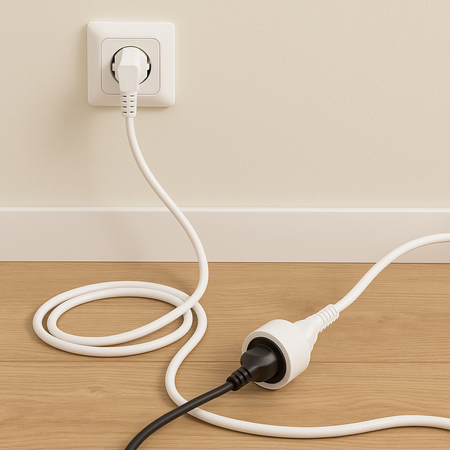 Netzverlängerungskabel Geerdete Steckdosenleiste 1 Steckdose 1,5m Weißes Kabel Lendo Lumiled