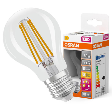 LED Lampe E27 A60 6,5W = 60W 806lm 2700 Warm 300° Glühfaden 3-stufig dimmbar OSRAM STAR