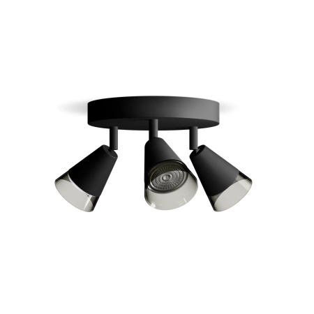 Reflektor-Deckenleuchte Aufbauleuchte Plafond 3x GU10 Schwarz Cleft Philips