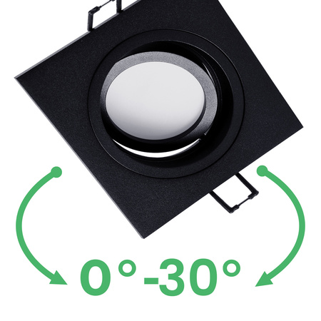 Einbaustrahler GU10, MR16 Einbauspot HALOGEN Quadrat beweglich Schwarz CASSIO LUMILED