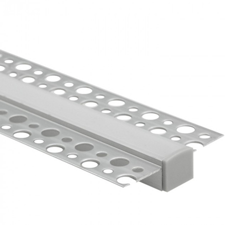 Aluminiumprofil Unterputz für LED Einbau für Gipskarton Platten 1m mit opalem Lampenschirm und Ecolight-Endkappen