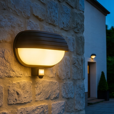 FRODA Gartenwandleuchte E27 IP44 mit PIR-Sensor Schwarz