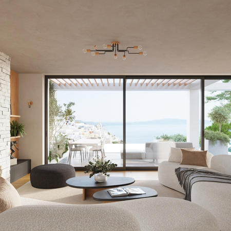 Wandleuchte E27 Naturholz Schwarz Timbo Peach Puff SL.1668 Sollux