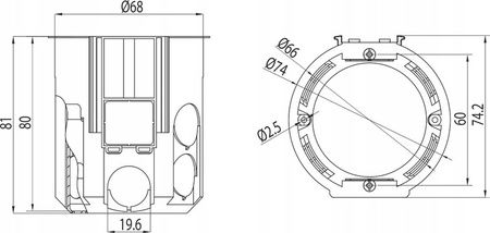 Doppeltiefe Elektro-Einbaudose 1x60 mit PAWBOL-Schrauben