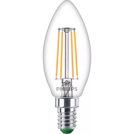 LED-Glühbirne E14 Kerze B35 2.3W = 40W 485lm 210lm/W 2700K Warm 300° CLASS A UltraEfficient Philips