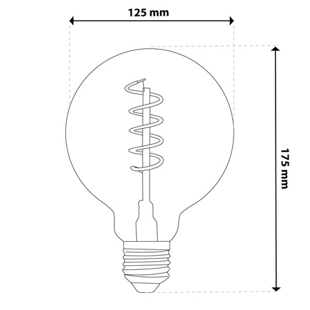 LED-Lampe E27 Globe G125 6W = 50W 660LM 2200K warmweiß 360° Smoke Filament LUMILED