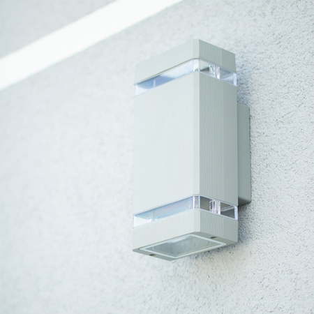 Doppelte Masterled HANA LED-Fassaden-Gartenwandleuchte 2xGU10 ALUMINIUM grau IP54