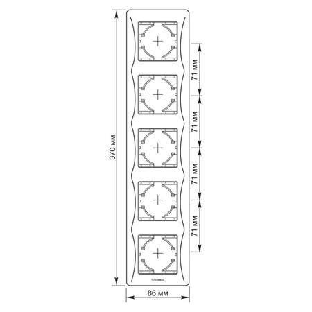 Horizontaler Rahmen für Steckdosen Fünffach Aufputz Schwarz BINERA VIDEX