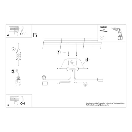 HECTOR Deckenleuchte 4xE27 Kronleuchter Weiß Industrial SOLLUX