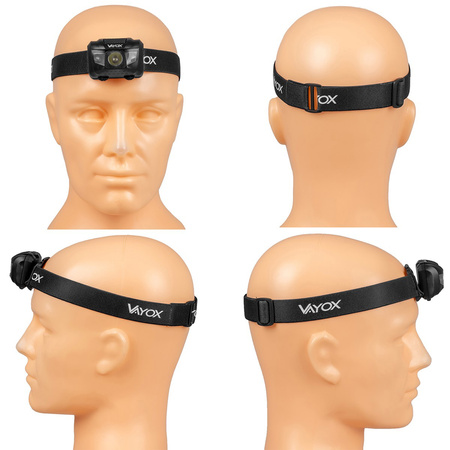 Wiederaufladbare Kopftaschenlampe 100lm LED + 2x LED VA0178 VAYOX