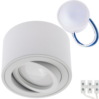 Halogen-Aufbauleuchte, Aufbauspot 50mm, Runde, Tube, Weiß, AMAT-S+LED-Einsatz, 5W, 6500K LUMILED