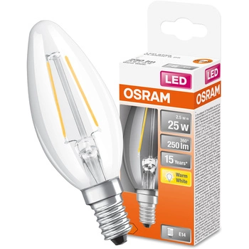 LED Leuchtmittel E14 B35 CL 2,5W = 25W 250lm 2700K Warm 300° OSRAM STAR Filament