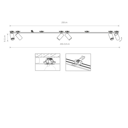 MONO SURFACE VI 7837 Nowodvorski Schwarz 6xGU10 Unterputzleiste 200cm Reflektor Modern