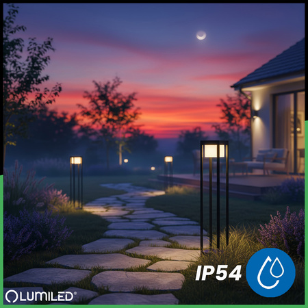 LED 12W 3000K 80cm Schwarz QUERCUS LUMILED Outdoor Standing Post Gartenlampe