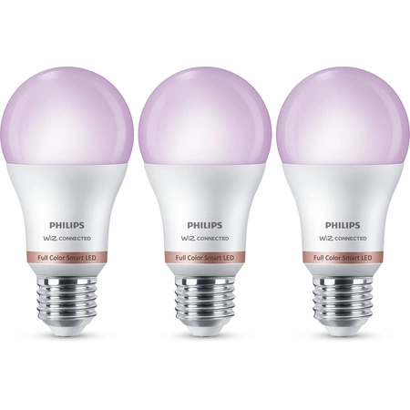 3x LED-Glühbirne E27 8.8W = 60W WHITE + RGB SMART WiFi Philips WiZ