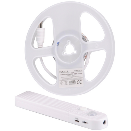 LED-Streifen mit Bewegungs- und Dämmerungssensor 3,5W 370lm 4000K Neutral 1,5V Weiß 1m Sanico Goldlux
