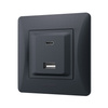 USB-A + USB-C 20W 16A Unterputzdose Schwarz BINERA VIDEX mit Rahmen