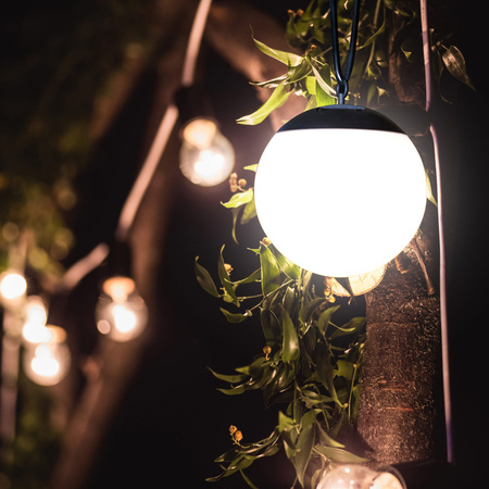 Garten LED Solar Hängelampe Kiara IP44 Kugel 20cm Weiß