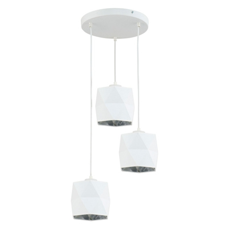 SIRO WHITE Kronleuchter Weiß und Silber Moderne Geometrische Pendelleuchte 3xE27 3250 TK Lighting