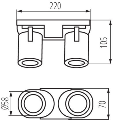 LAURIN Deckenleuchte Leuchte 2xGU10 schwarz 22cm Kanlux