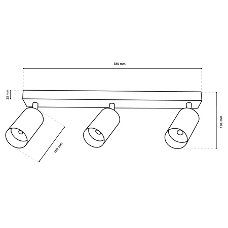 Deckenleuchte mit 3x GU10-Sockeln, Einbaustrahler HALOGEN schräg TABULA SPOT LUMILED