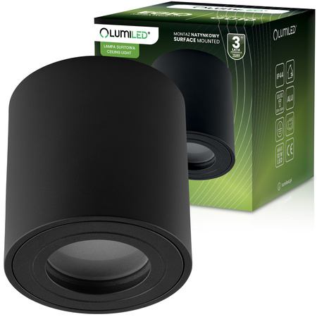 Aufbauleuchte HALOGEN Spot Röhre Fest EGIO GU10 LUMILED Rund IP44 Schwarz 83mm