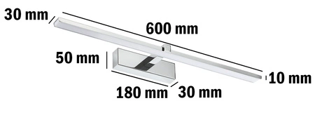 LED-Spiegelleuchte 12W, Badezimmer-Wandleuchte 840lm Chrom neutral 60cm VENUS LUMILED
