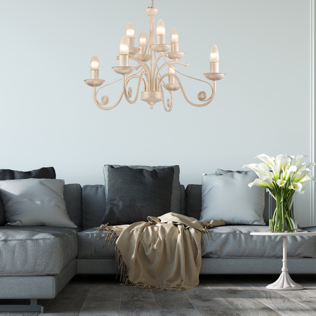 DONATO Hängelampe 8xE14 Kronleuchter Weiß Klassisch LM-8.29 Lamkur