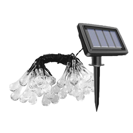 Solar Hängegirlande 20 LED Teardrops Gartenlampe 580 cm Eiszapfen warme Farbe