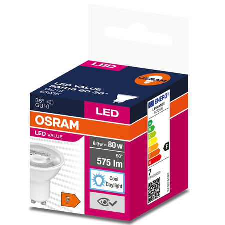 GU10 LED Leuchtmittel 6,5W = 80W 575lm 6500K kalt 36° OSRAM Value