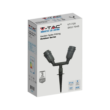 Gartenlampenreflektor 2xE27 beweglich schwarz VT-729 V-TAC