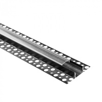 Aluminium-LED-Profil für Gipskartonplatten REGIPS breit unter Fliese Schwarz 2m mit transparentem Diffusor für LED-Streifen + Endkappen Serie GNS Ecolight