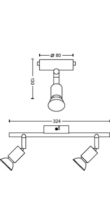 Deckenleuchte LIMBALI 2x GU10 Wandleuchte Reflektor beweglich Satin PHILIPS