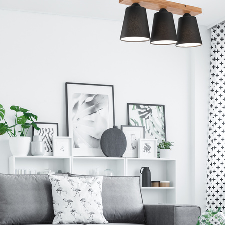 LULA Deckenleuchte 3xE27 Eiche Schwarz LM-3.200 Lamkur